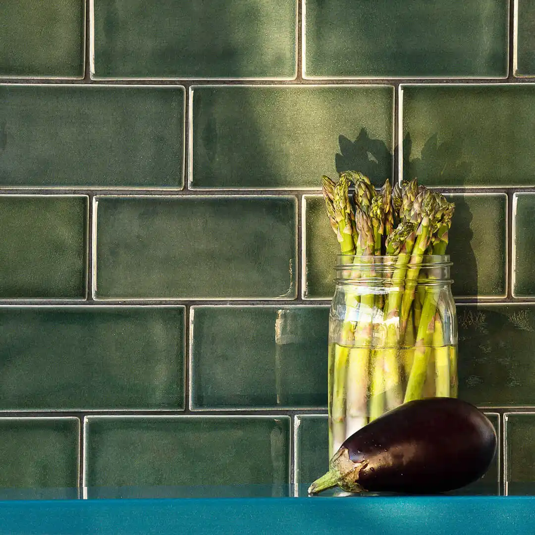 green backsplash tiles